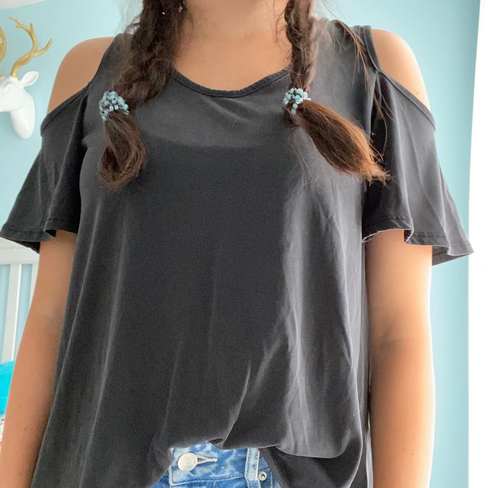 Black Shoulder Cut Out Top